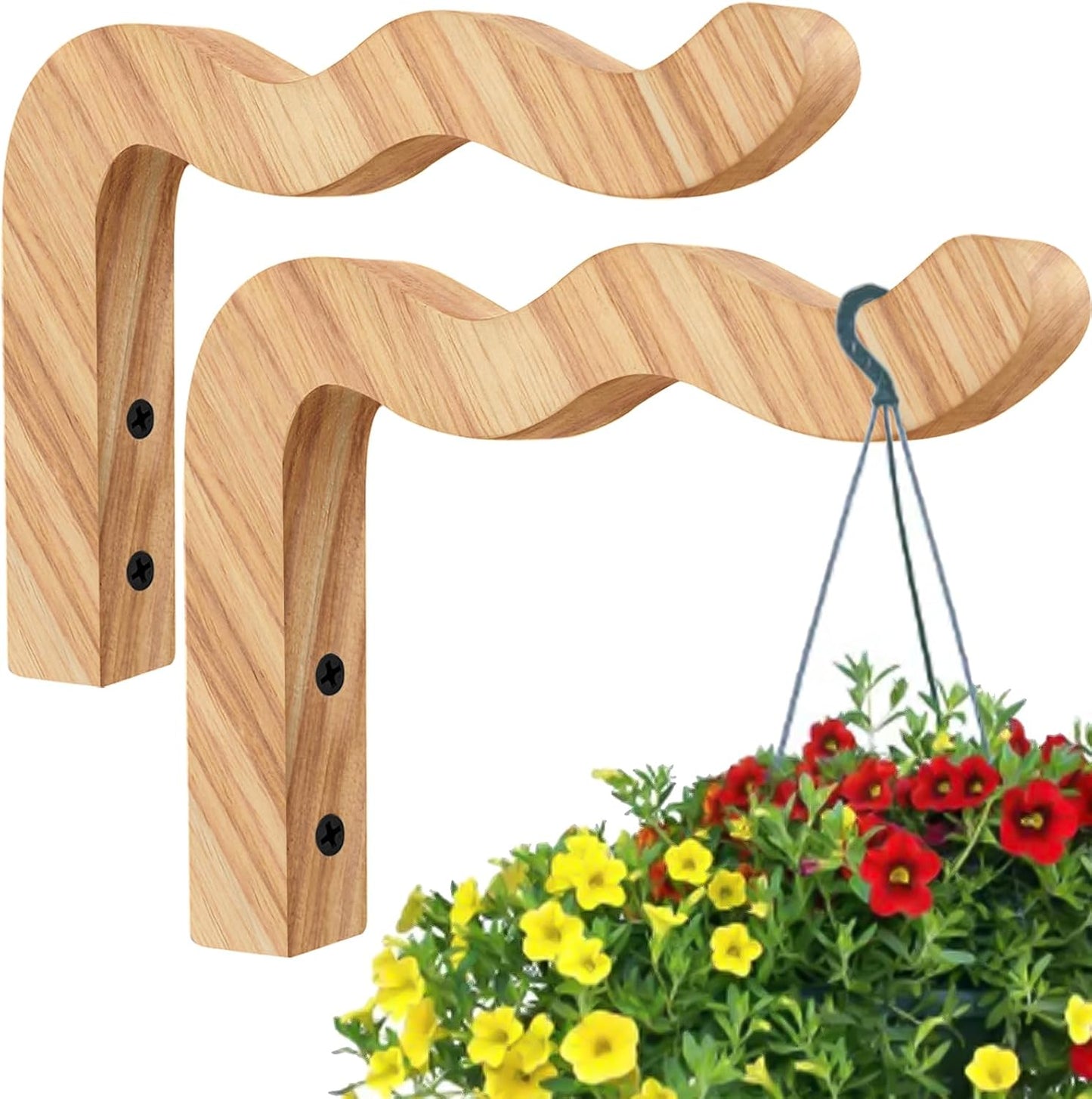 Colgador plantas 2uds cestas madera 6.7pulg