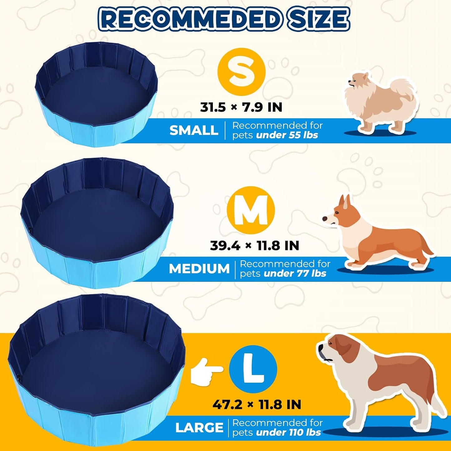Pluma parto perros plegable piscina plástico 47pulg azul