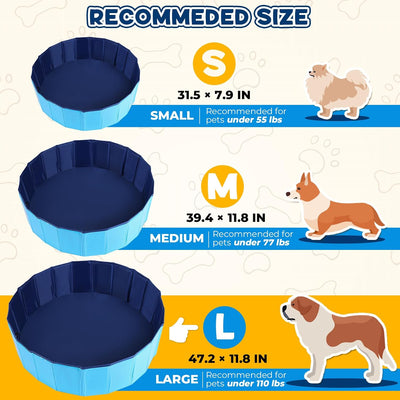 Pluma parto perros plegable piscina plástico 47pulg azul