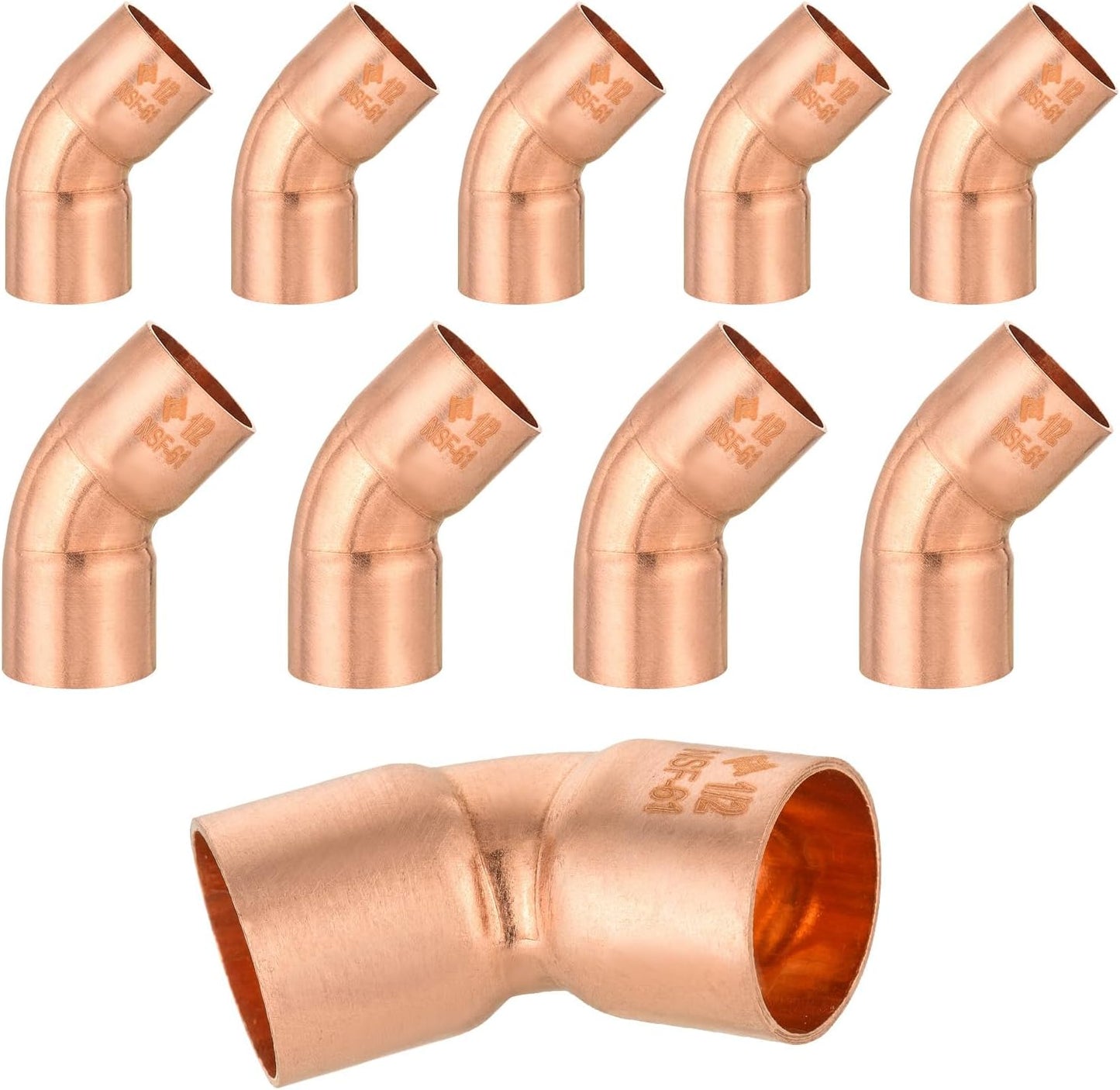 10 Pzas Accesorios Cobre Codo 45 Grados Conexión Soldadura