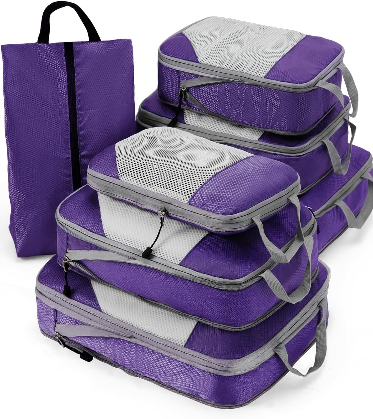 7 Pzas Cubos Viaje Malla Ripstop Organizador Maleta Expandible
