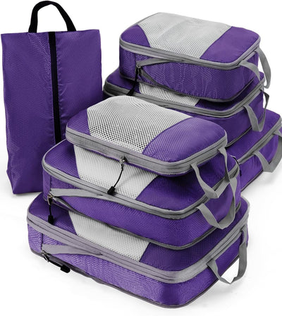7 Pzas Cubos Viaje Malla Ripstop Organizador Maleta Expandible