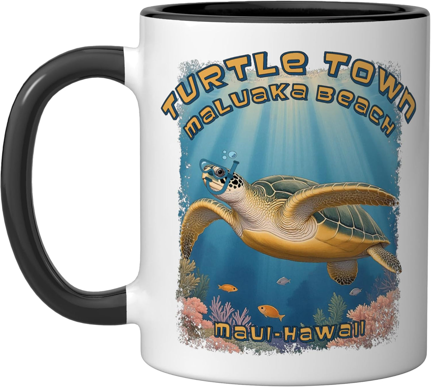Taza cerámica Turtle Town Maui Maluaka Beach con tortuga marina