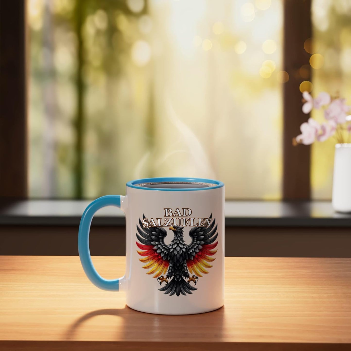 Taza cerámica souvenir Alemania azul/blanco