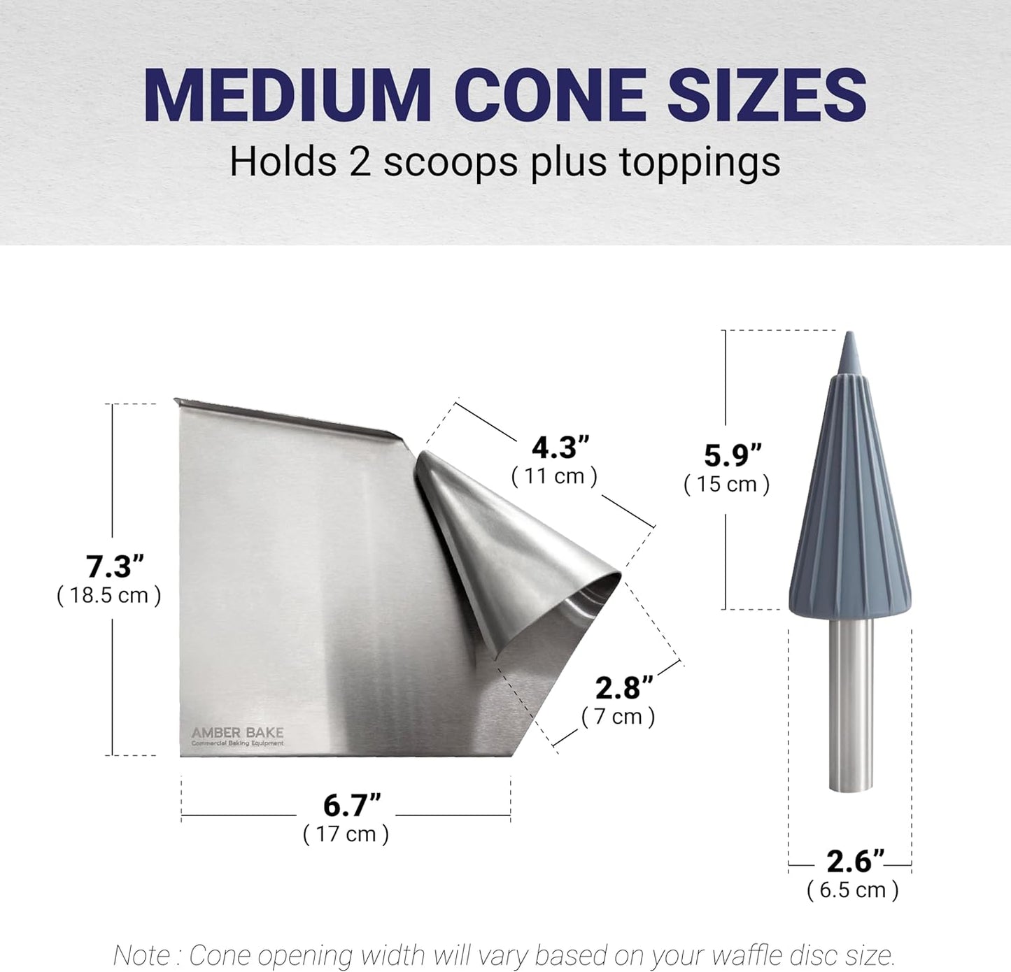 Rodillo cono gofre acero inox con funda silicona mediano
