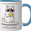 Taza de cerámica minimalista con raccoon azul/blanco