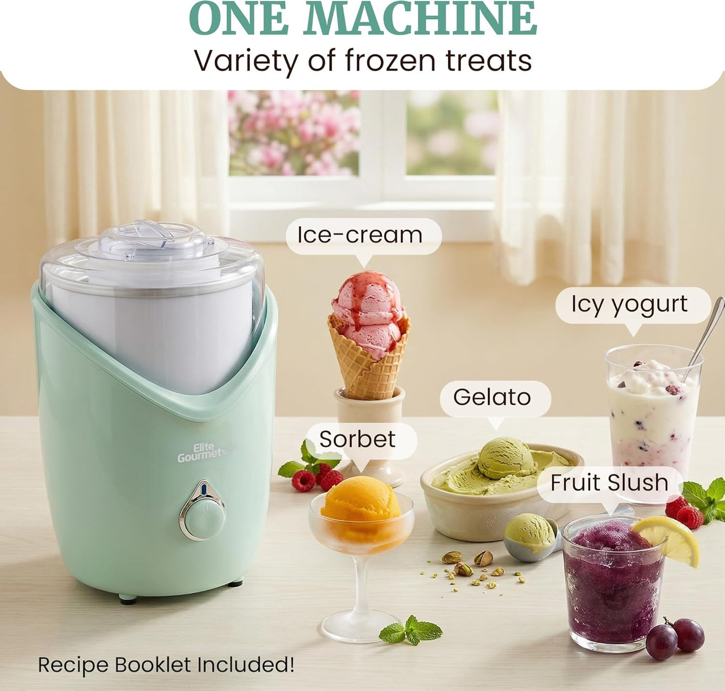 Máquina helados 2qt eléctrica con congelador doble