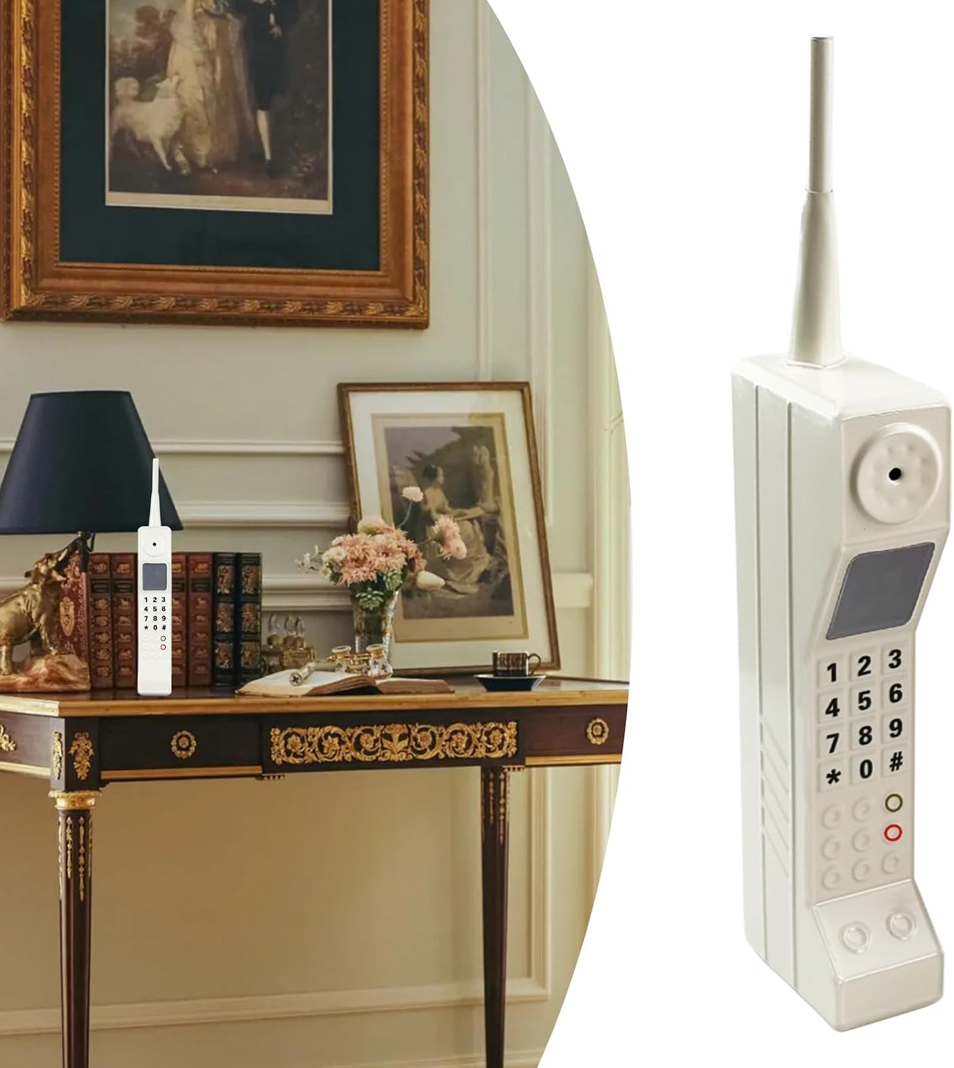 Teléfono retro adorno ladrillo decoración hogar blanco