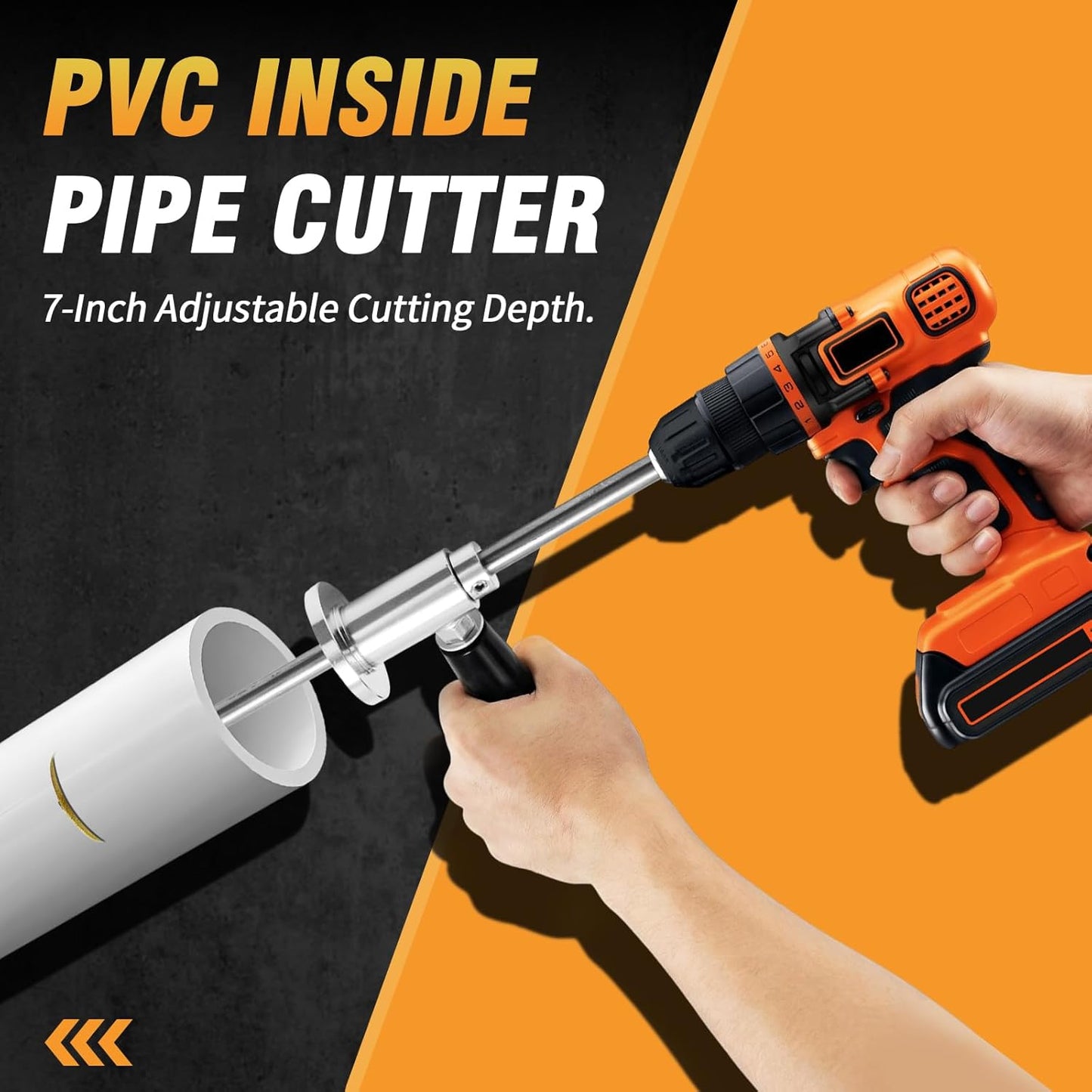 Cortador tubería PVC con ruedas diamante mango ajustable 7pulg