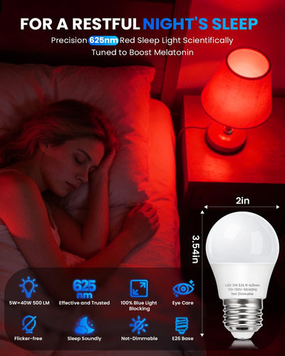Bombilla roja A15 LED E26 5W 625nm bloqueo luz azul