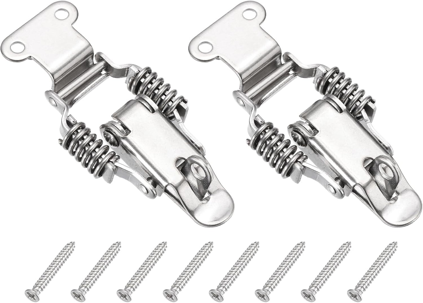 Pestillo palanca acero inox con resorte y gancho plateado set 2