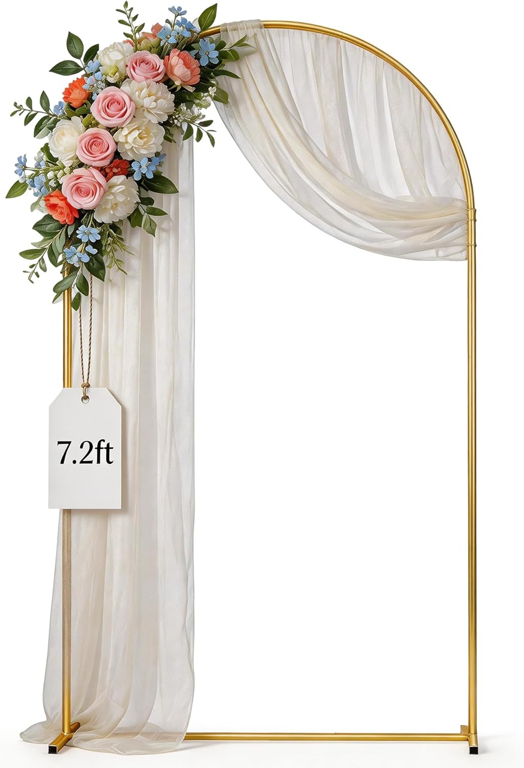Soporte arco metal dorado 7.2ft para bodas y jardín