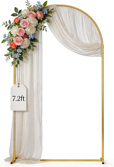 Soporte arco metal dorado 7.2ft para bodas y jardín