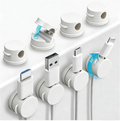 8 Clips Magnéticos Giratorios para Organizar Cables