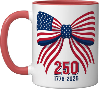 Taza Cerámica 4 de Julio 1776-2026 Roja y Blanca