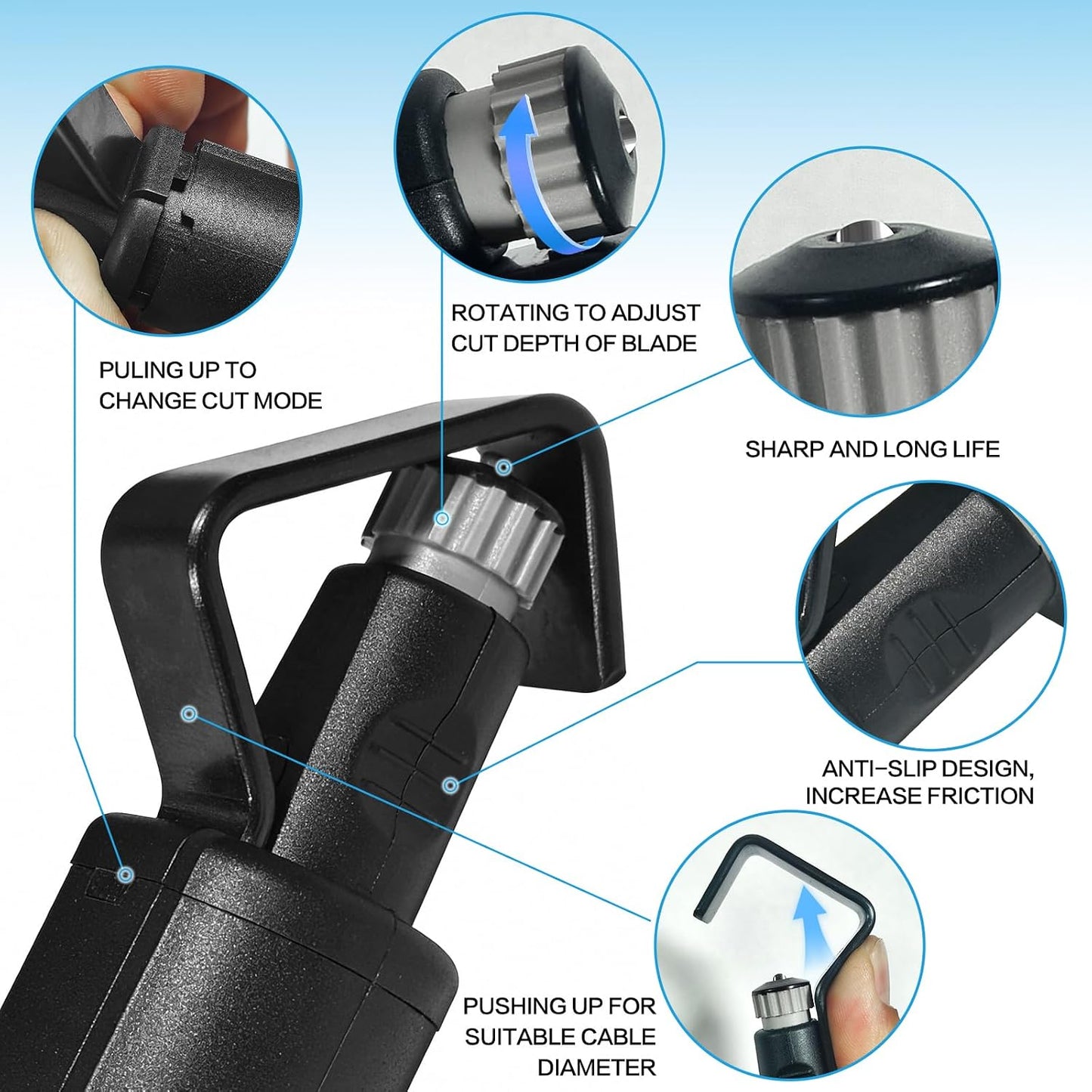 Herramienta pelacables diámetro 3/16-1 1/8 pulg ajustable