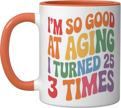 Taza Cerámica Edad Senior Naranja/Blanco