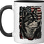 Taza cerámica Ainu Dog Bandera Americana negra/blanca