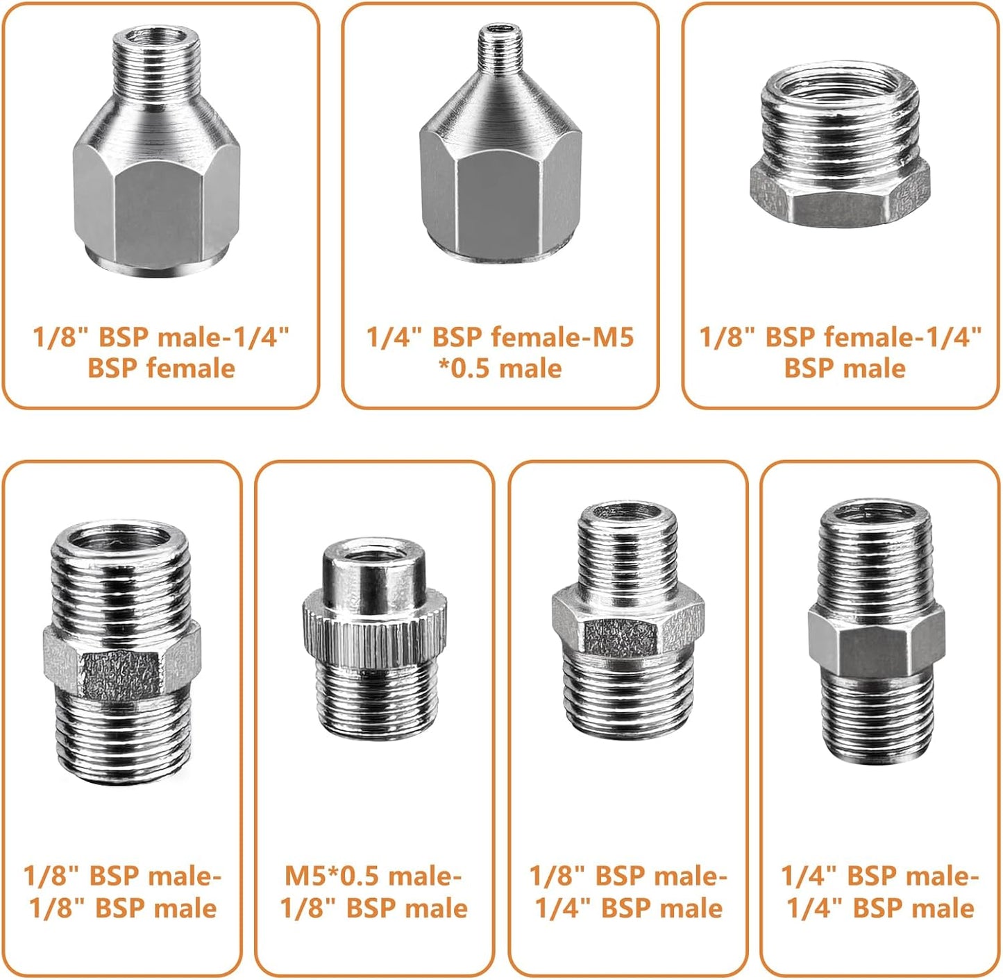 Set 14 Adaptadores Aerógrafo 1/8-1/4pulg Conectores Hembra Macho
