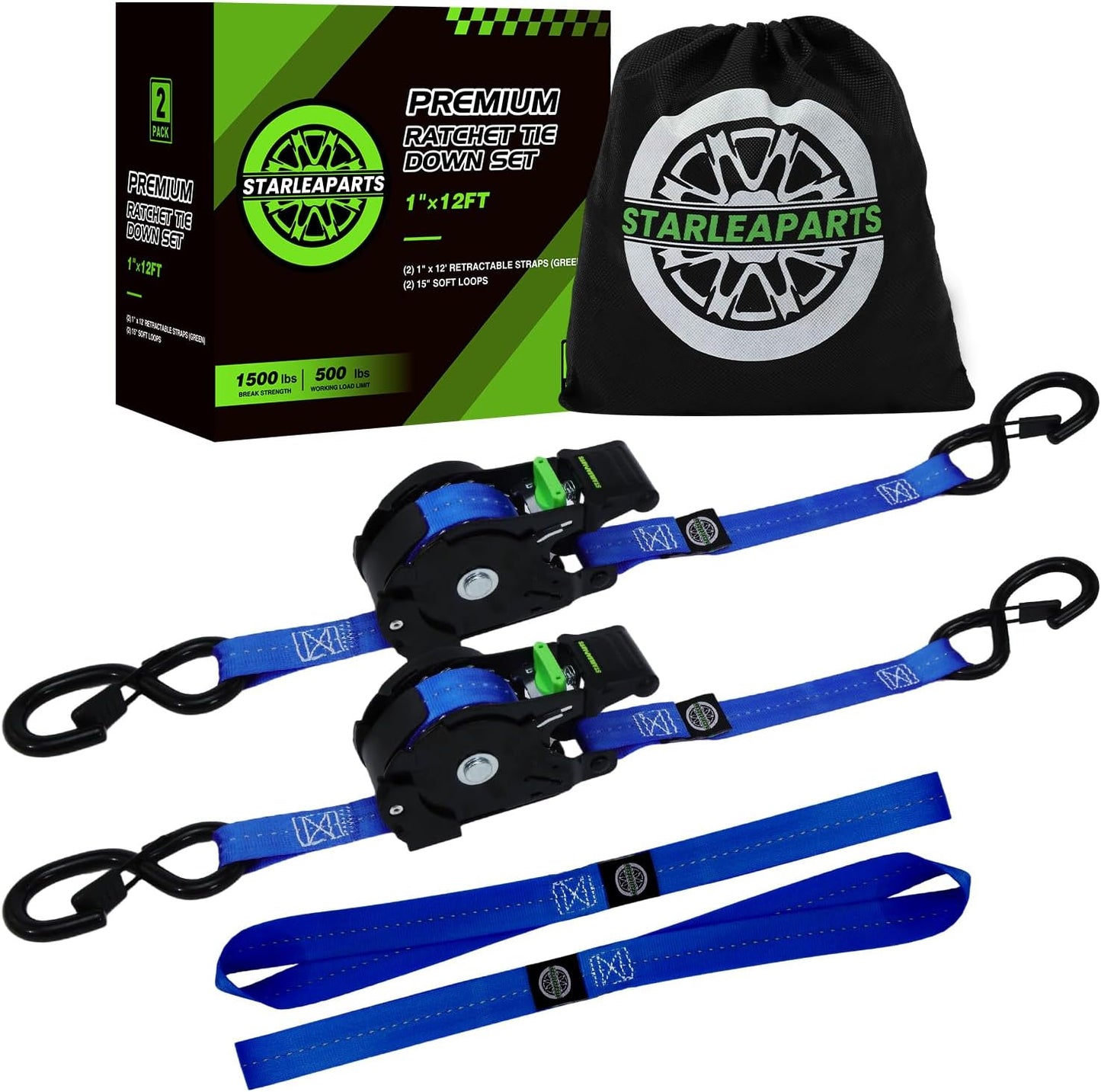 Correas trinquete retráctiles 1500lb azul