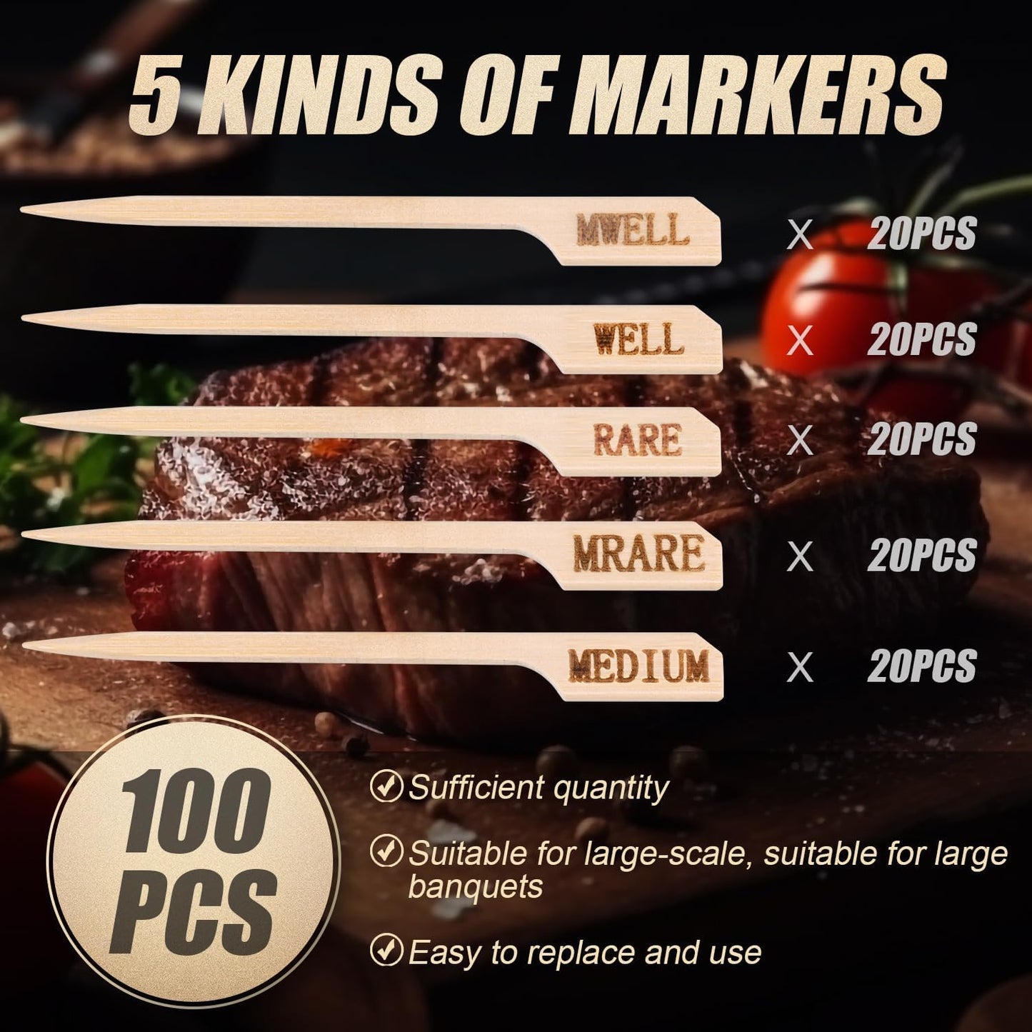 100 Palitos Temperatura Carne Pinchos Madera Barbacoa
