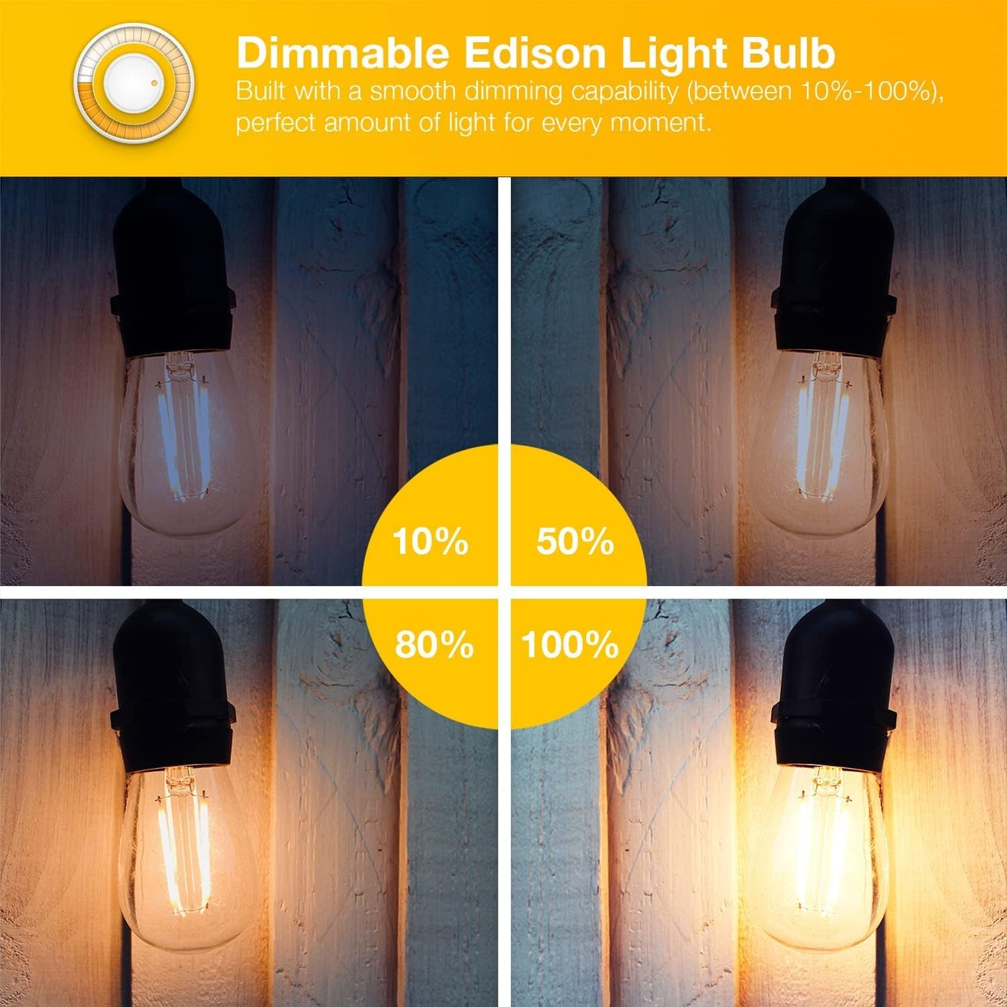 12 Pzas Bombillas LED Edison E26 60W 2700K ST58