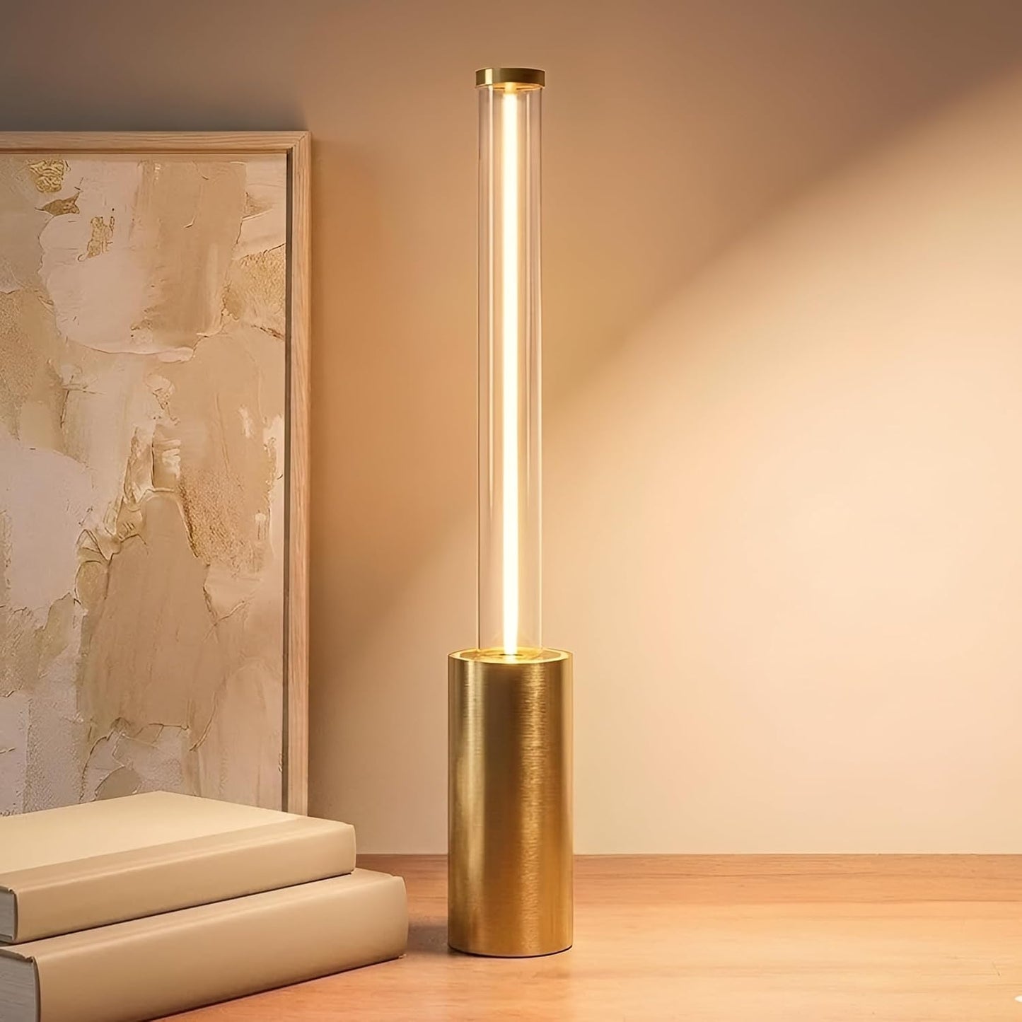 Lámpara mesa inalámbrica LED aluminio dorado 2200K USB-C 3 modos