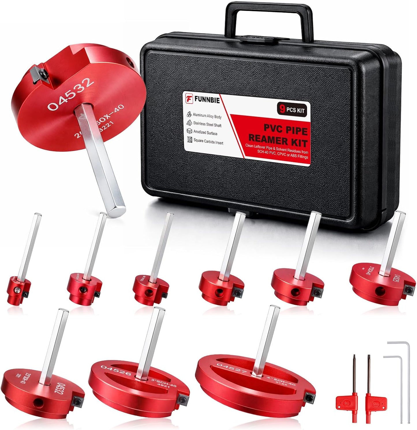 Kit escariador PVC 9 pzas aluminio Sch.40 CPVC ABS