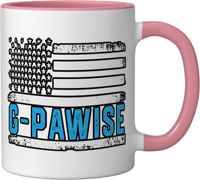 Taza Cerámica Bandera Americana para Padre Abuelo Rosa Blanco