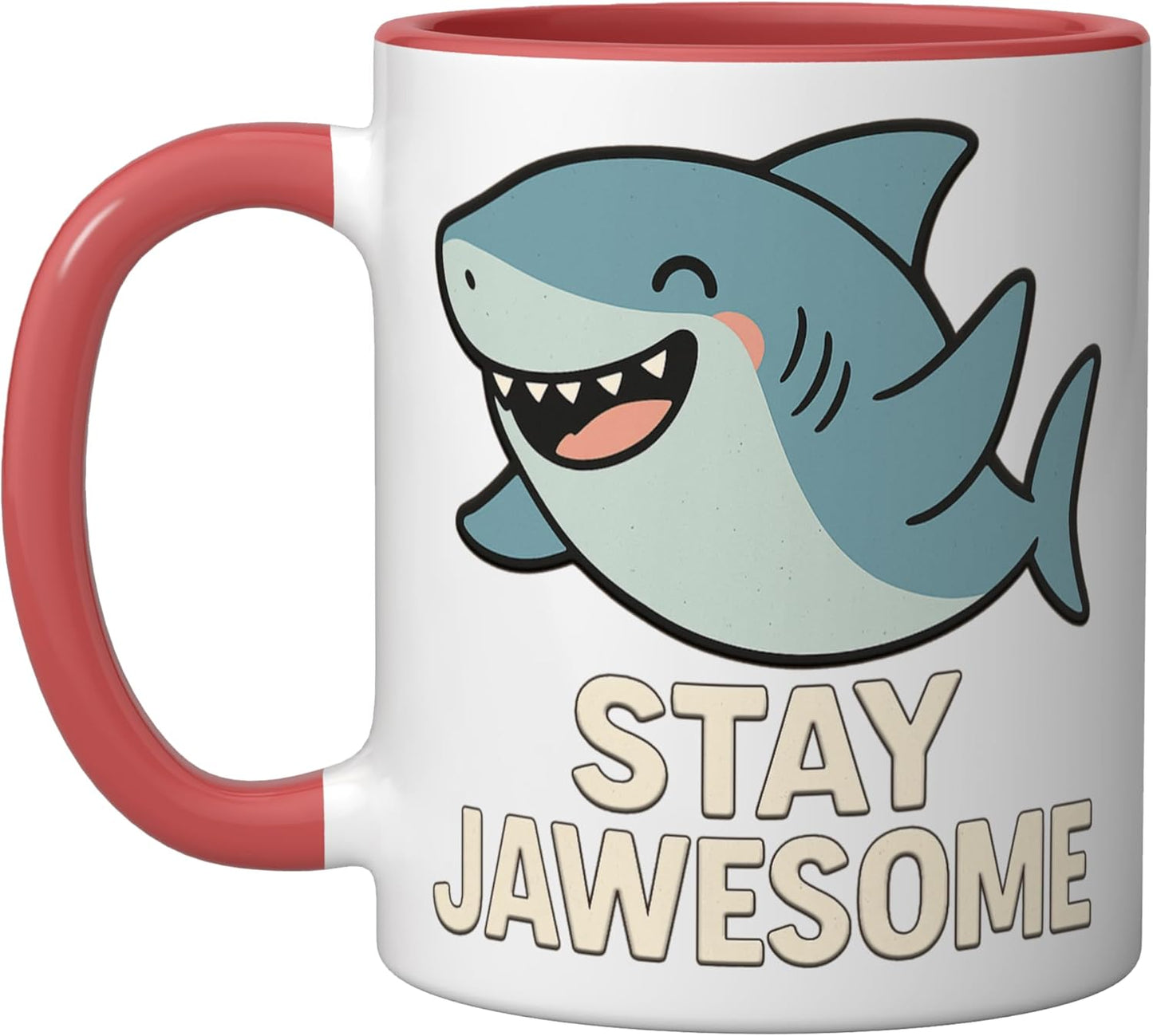 Taza Cerámica Dibujo Tiburón Roja/Blanca