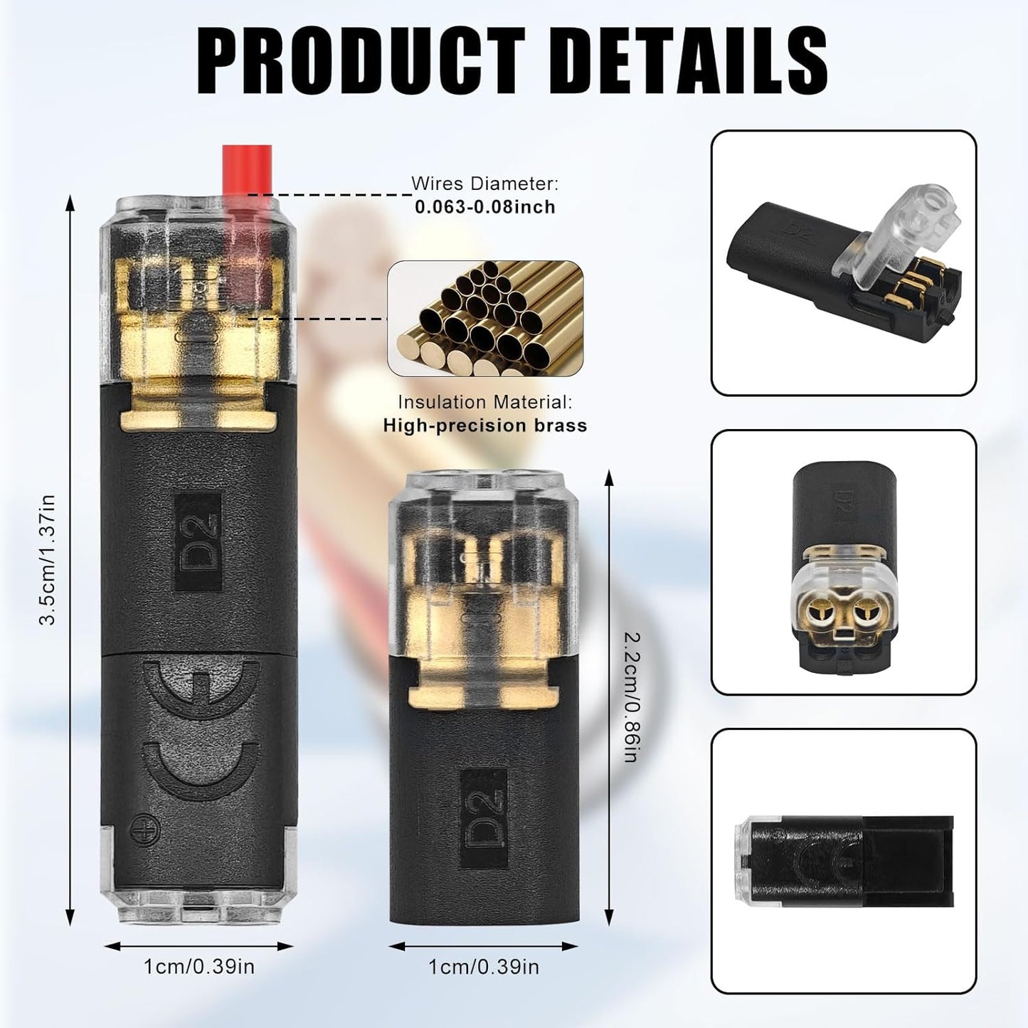 Conector doble alambre 2 pin con hebilla para tira led