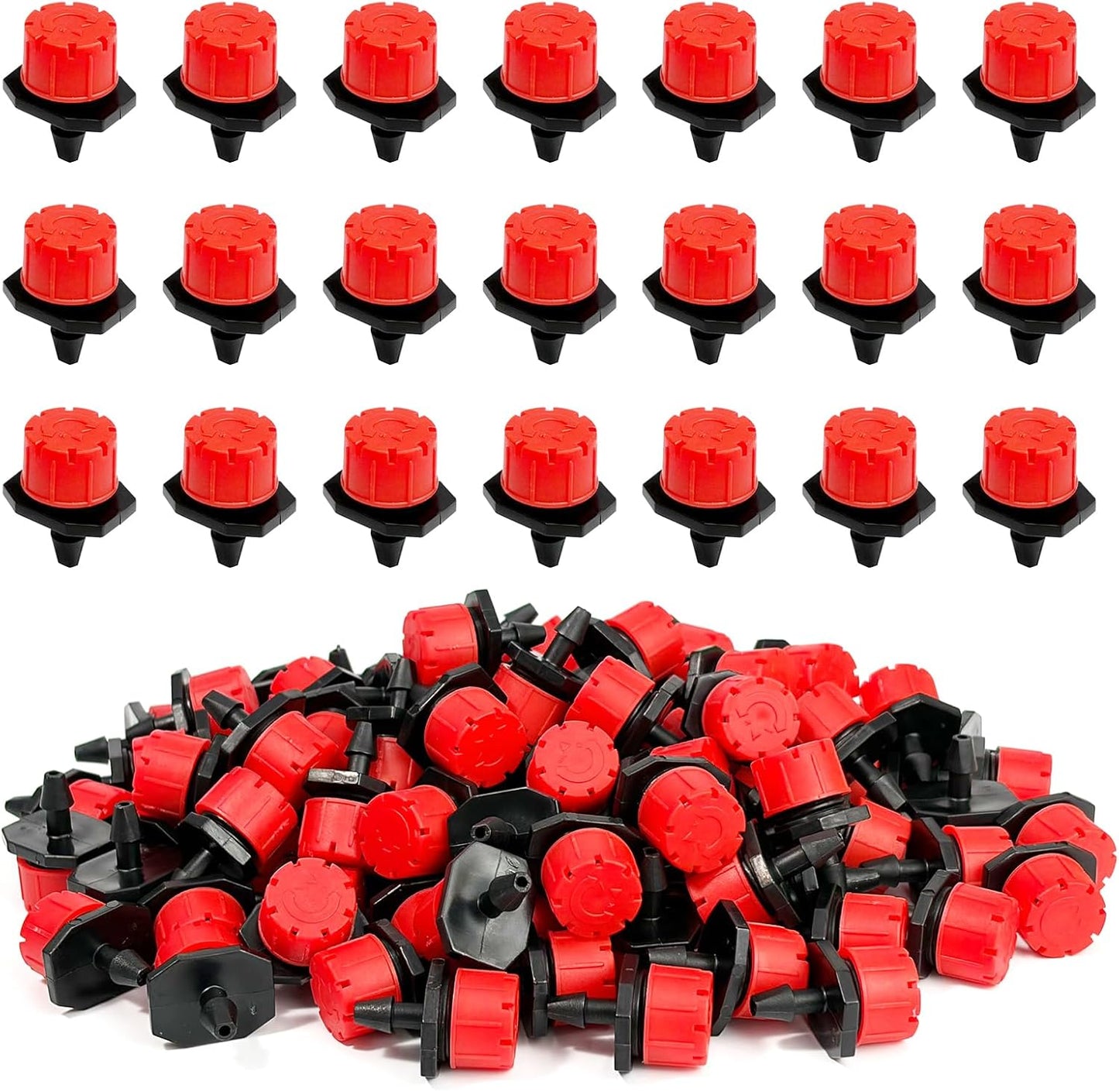 100 Emisores Riego 1/4pulg Ajustables Rojo