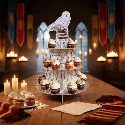 Soporte vintage para mago de 3 niveles de cartón para cupcakes