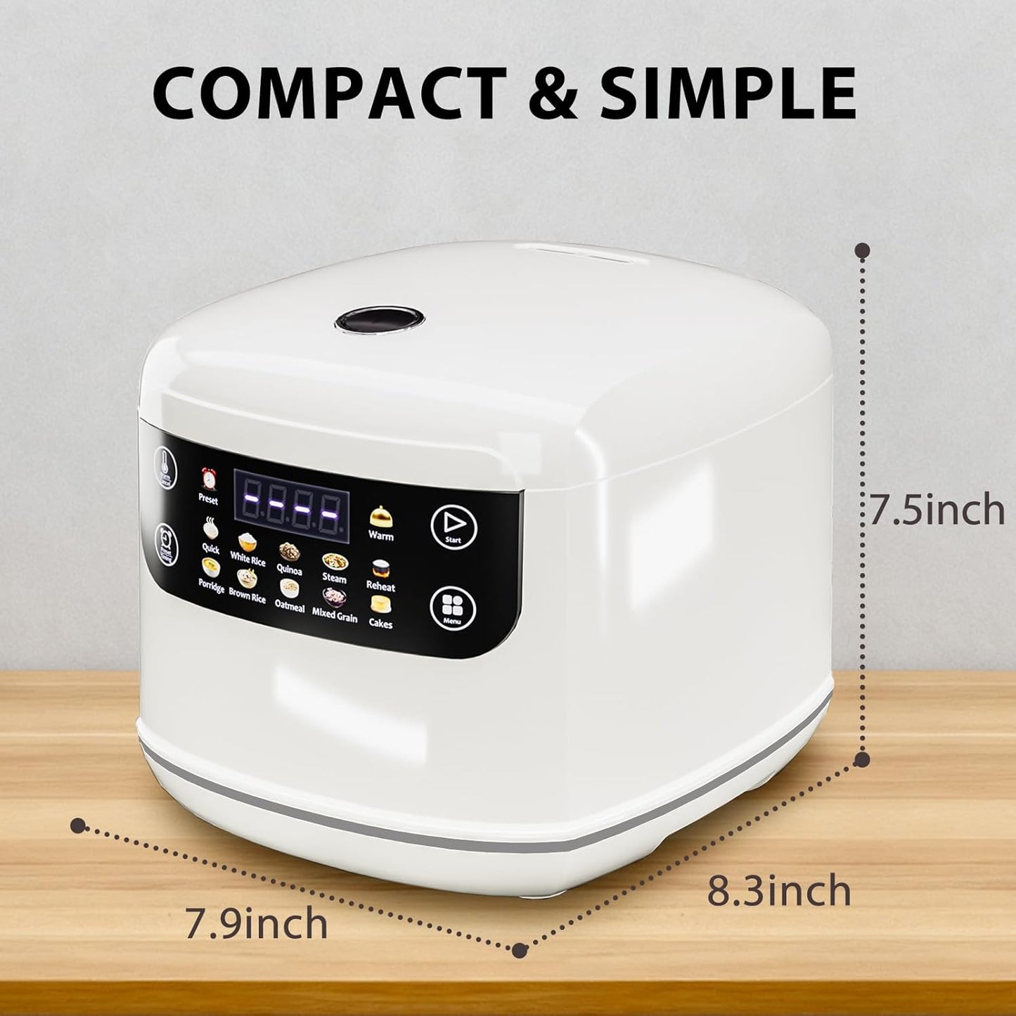 Arrocera digital portátil 6 tazas sin cocinar 12 cocidas con cesta vapor