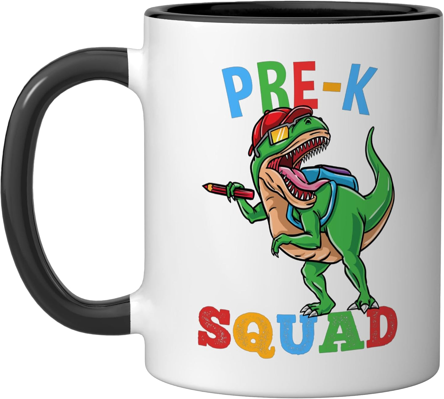 Taza cerámica Pre-K Squad T-Rex para niños negro/blanco
