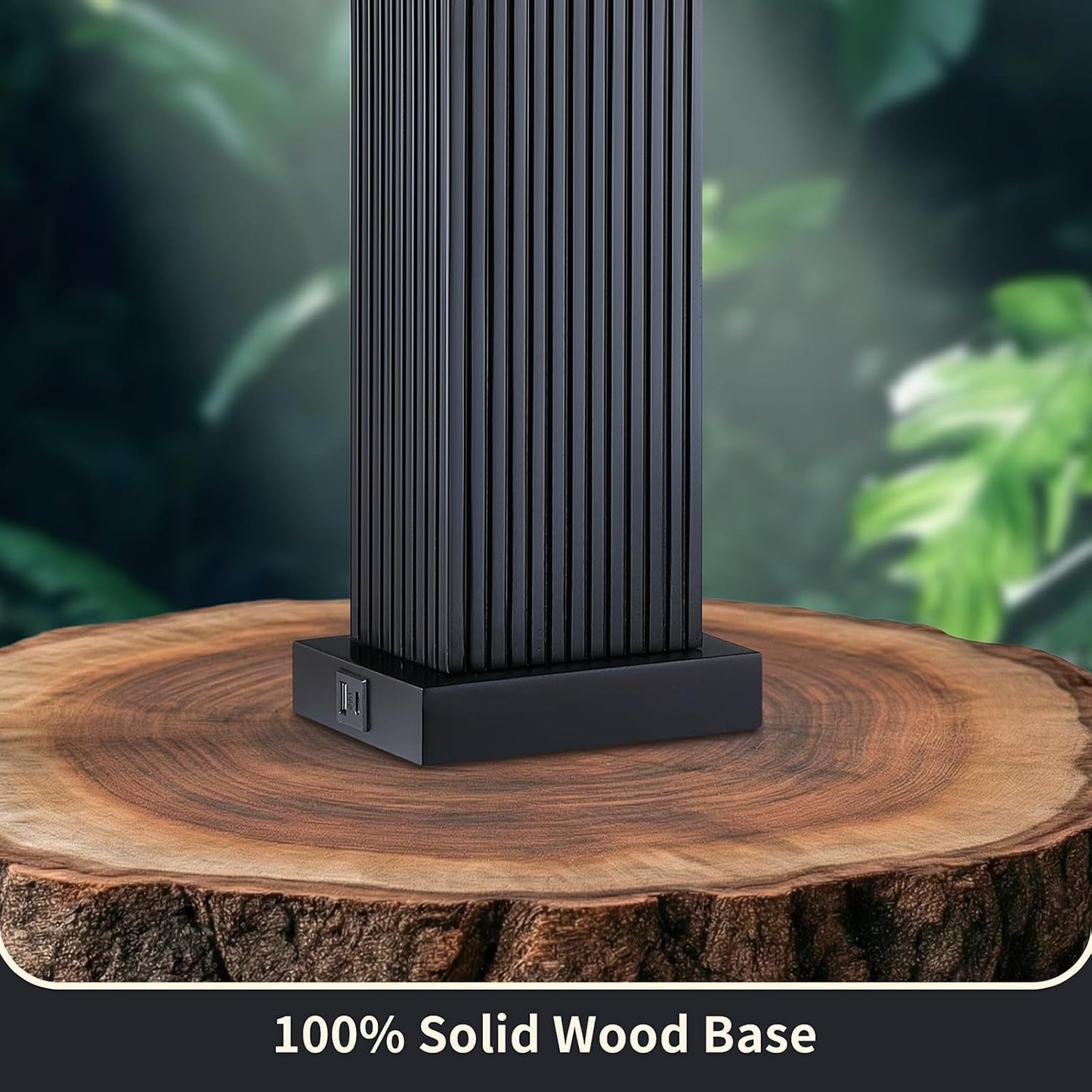 2 Lámparas Mesa Madera Natural USB 27.5pulg