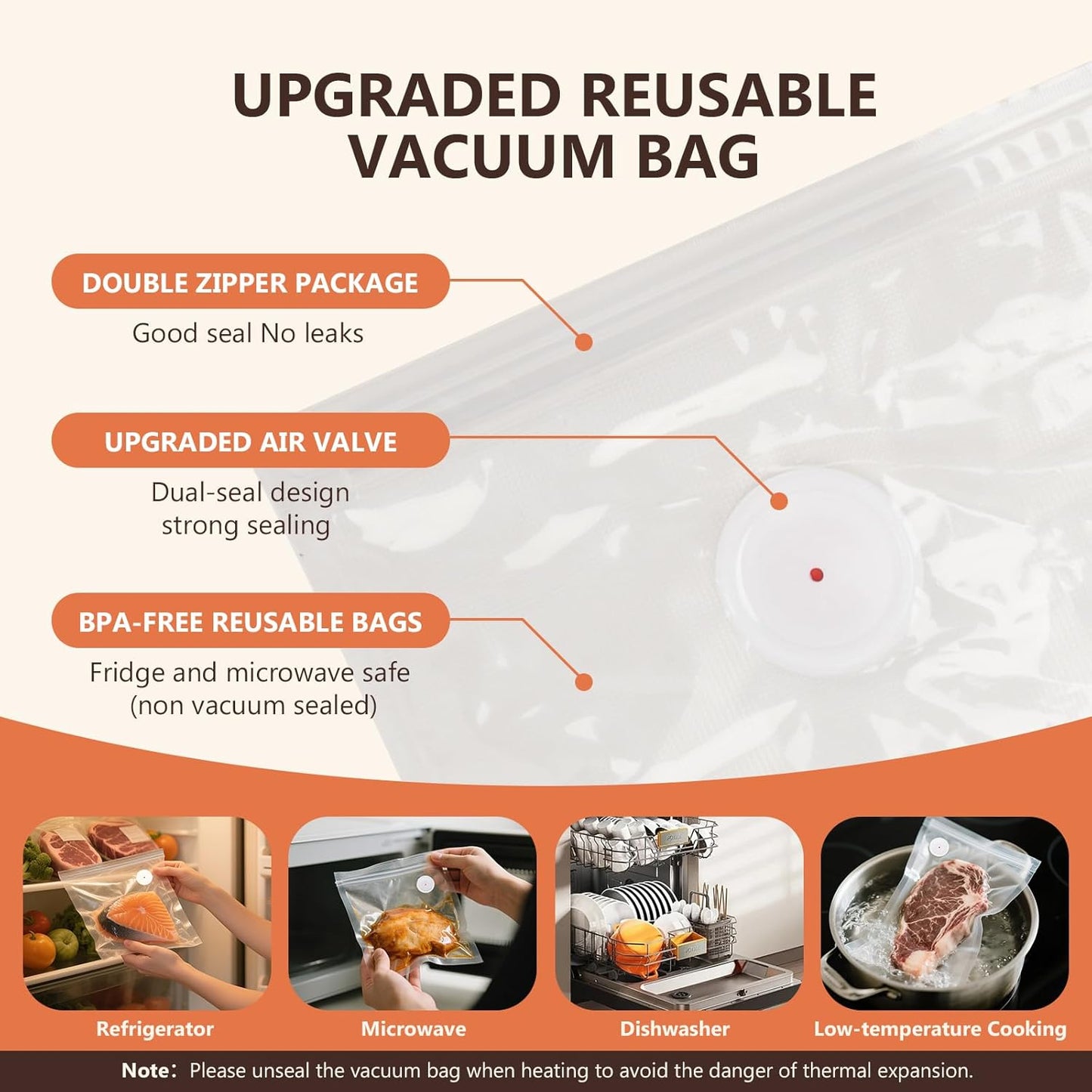 Sellador al vacío para alimentos con 30 bolsas reutilizables