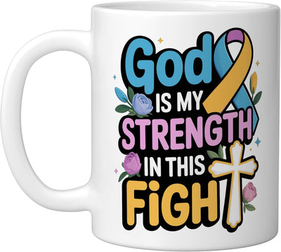 Taza de cerámica cristiana para concientización del cáncer de vejiga