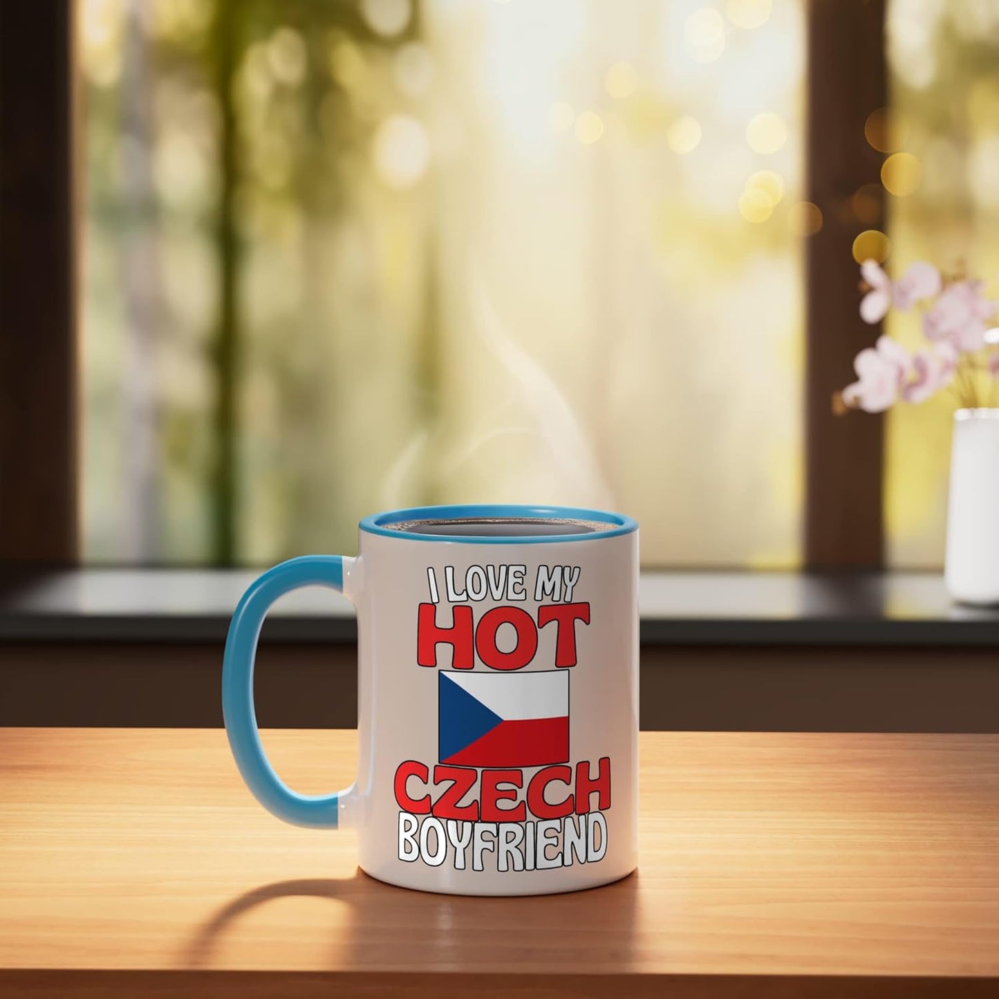 Taza Cerámica para Pareja República Checa Azul/Blanco