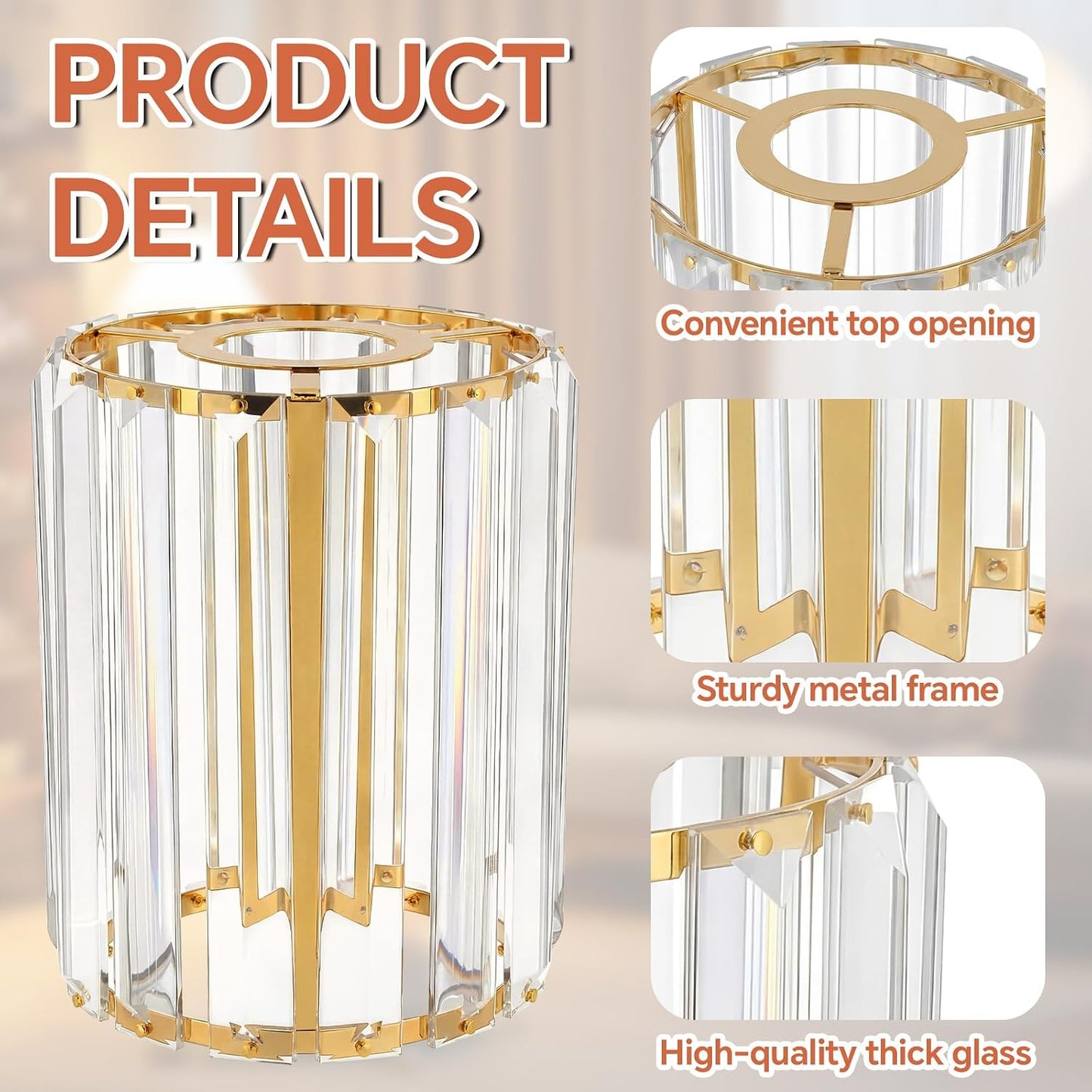 2 Pzas pantalla cristal E26/E27 1.65pulg x 5.1pulg
