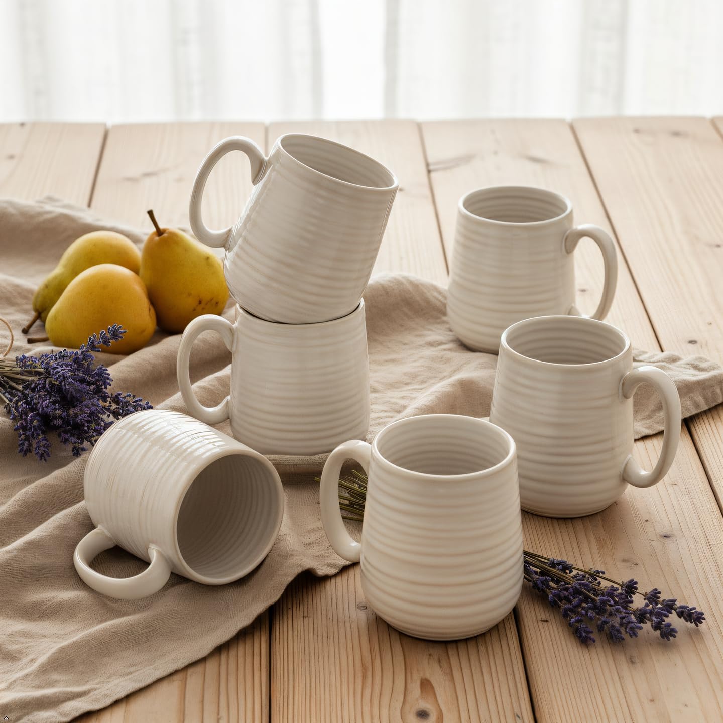 Set 8 Tazas Cerámica Blanca Cafetera Plato Servir 60oz