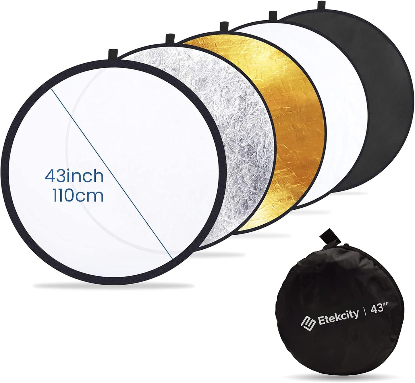 Reflector 5en1 43pulg multidisco plegable plateado