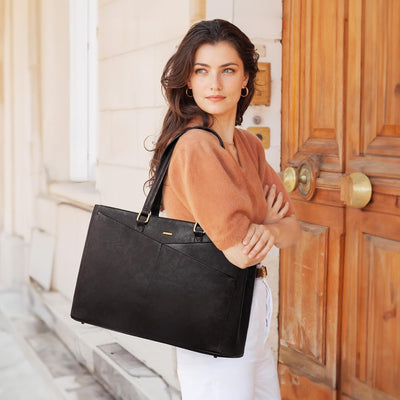Bolsa cuero vintage para laptop 17.3pulg mujer trabajo