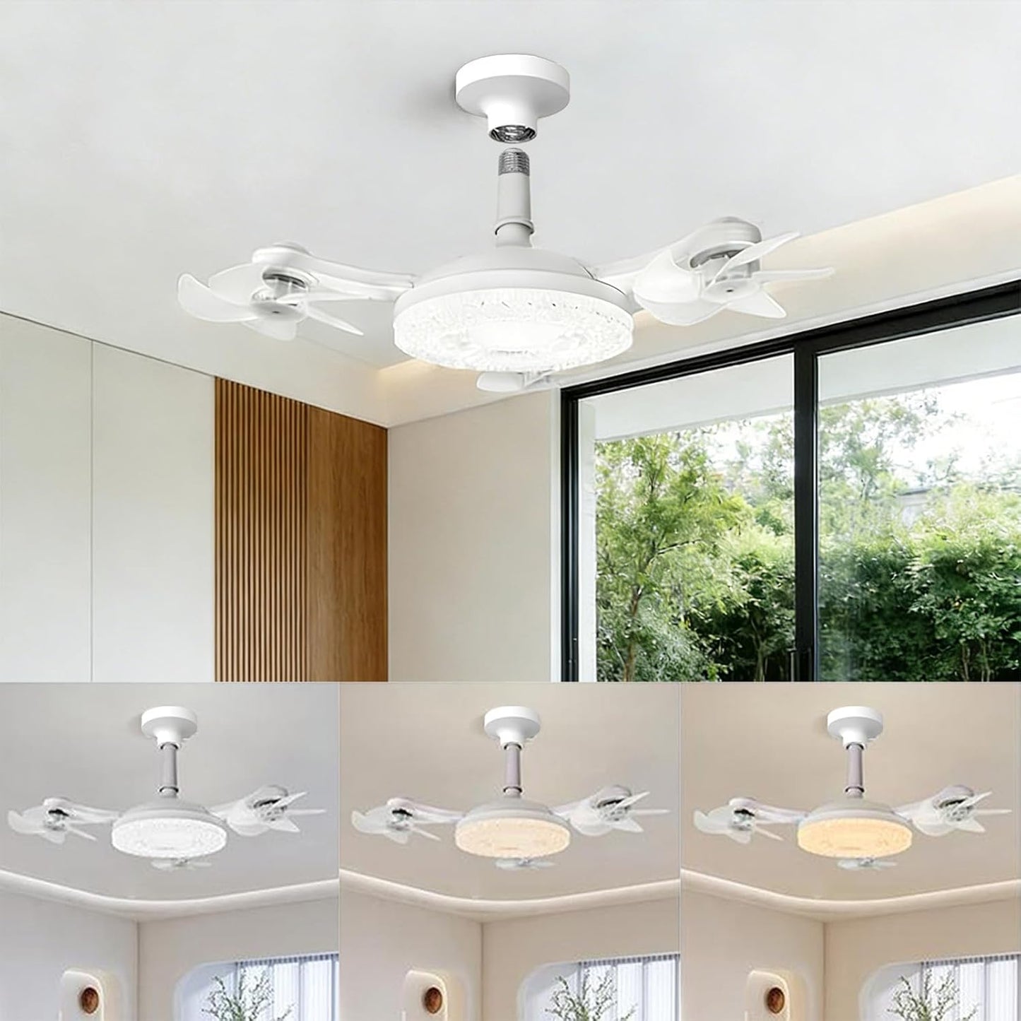 Ventilador techo con luz 3 modos 3000K-6500K control remoto