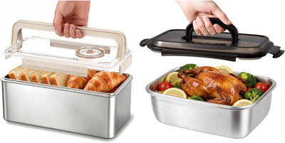 Contenedor Pan Acero Inox 5800ml y Kimchi 3800ml Tapa Hermética