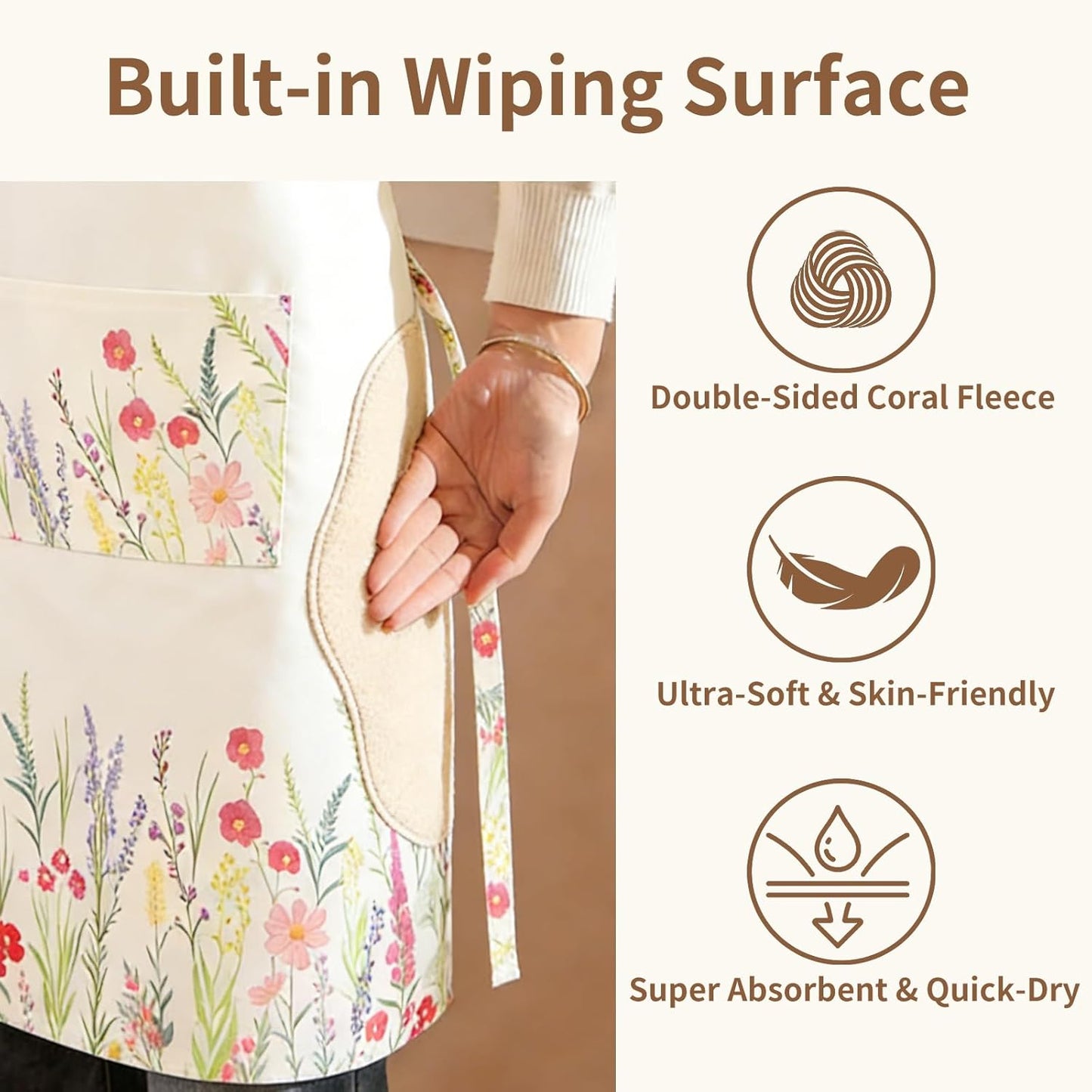 Delantal cocina con bolsillos ajustable mujer