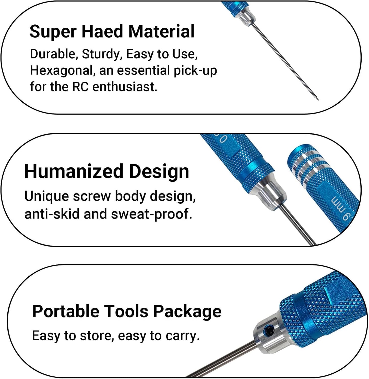 Destornillador Hexagonal 0.035pulg para Helicóptero T-REX Azul