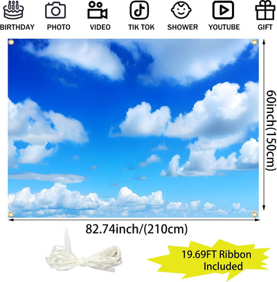 Telón nubes blancas cielo azul 7x5ft fiesta boda