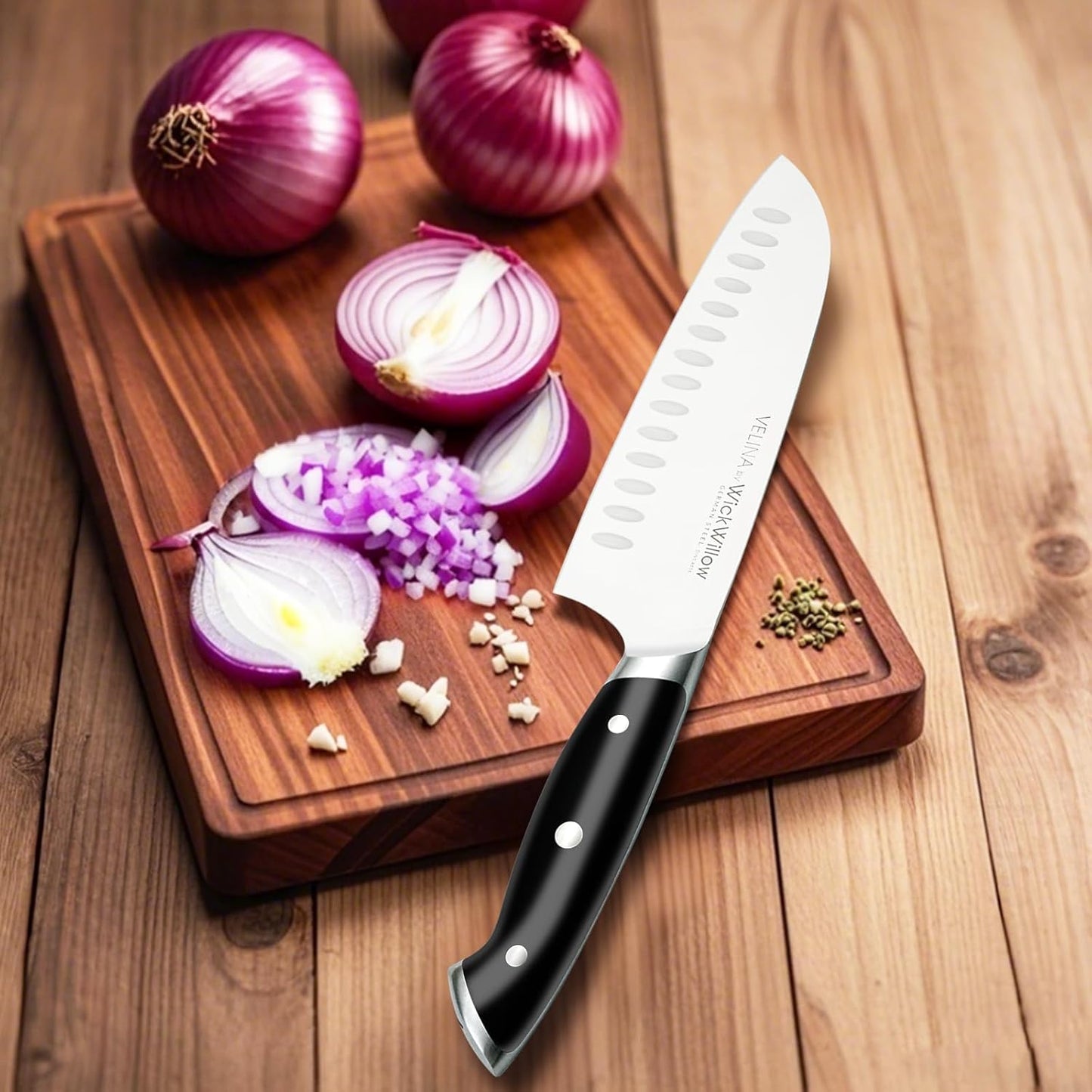 Set Cuchillos Santoku Acero Inox Espiga Completa