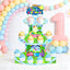 Soporte cupcakes dibujos animados 3 niveles reutilizable azul claro